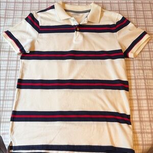 Old Navy Cream Polo Shirt with Red and Blue Stripes